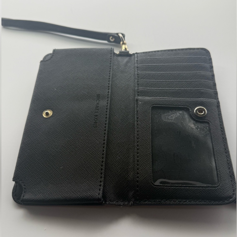 Michael Kors Jet Set Black Saffiano Leather Wristlet Wallet Gold Hardware EUC - Picture 6 of 6
